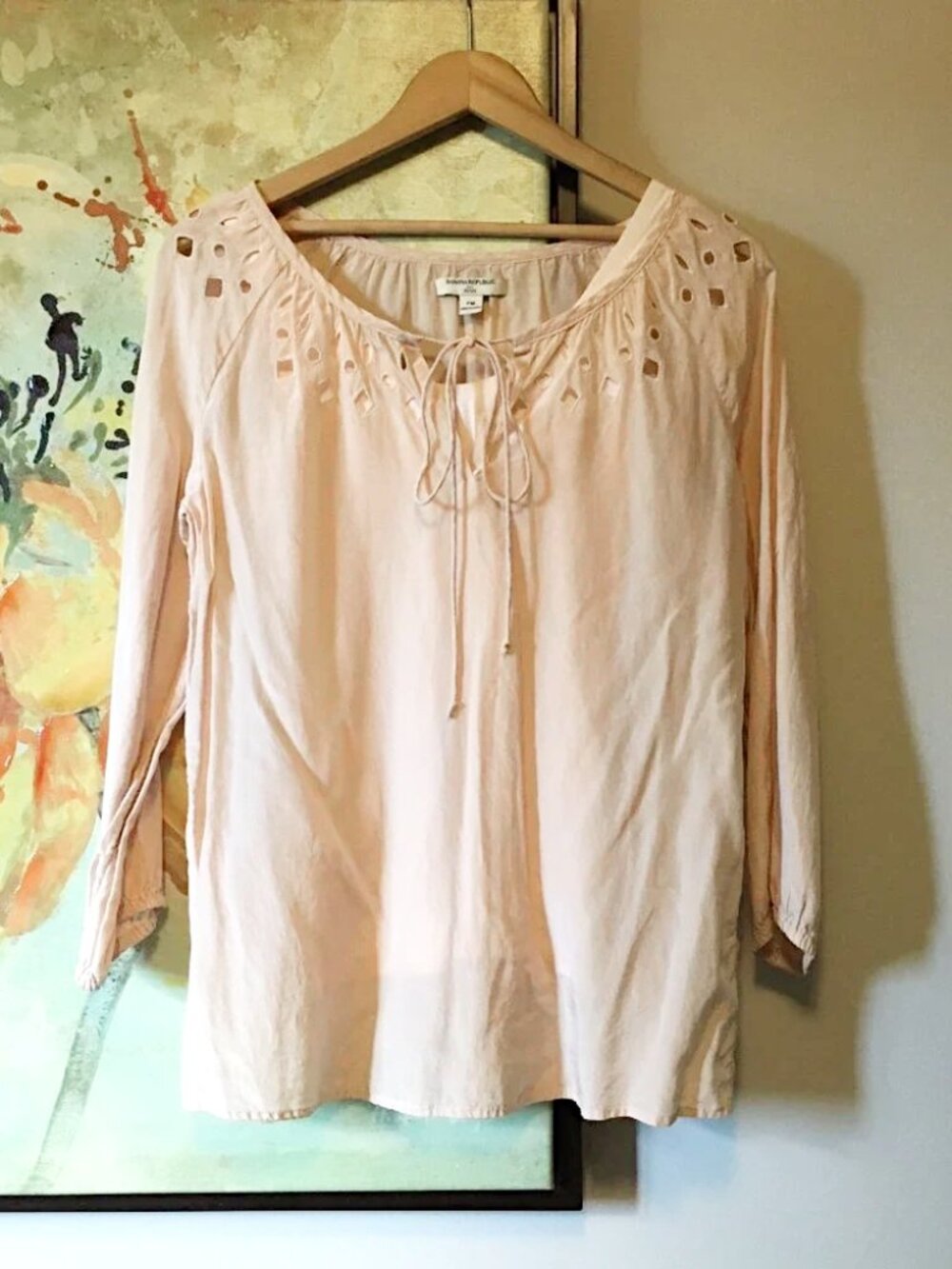 VTG Banana Republic Coquette Girl Ballet Pink Poet Blouse + Tank Top Set
